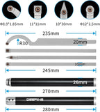 Carbide Tip Wood Lathe Turning Tool set With Bowl Sander, Lathe Roughing and Finishing Hollowing Tool Interchangeable Aluminum Alloy Handle with 4pcs Carbide Inserts For Woodturning（Black）