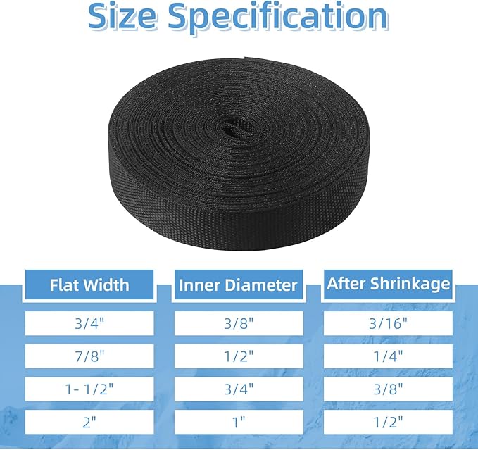 2 in 1 Heat Shrink Braided Sleeving, 3/8 Inch Shrinkable Fabric Sleeve Heat Shrink Insulating Tubing for Hose/Cable/Wire Protection (3/8"(10mm), 30FT)