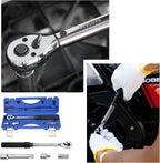 3/8-Inch Drive Click 3/8 Torque Wrench 4 Pcs Set, 10~45FT/13.5-61N.m, Torque Wrench 3/8 with Extention Bar, 3/8'' to 1/2'' Adaptor and 3/8'' to 1/4'' Adaptor