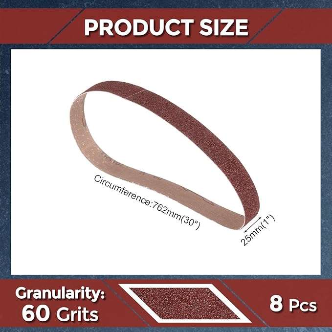 8 Pcs Sanding Belts 1 x 30 Inch 60 Grit Aluminum Oxide Abrasive Sandpaper for Belt Sander Metal Grinding Wood Working Weld Rust Removal