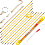 19' Fiberglass Running Electrical Wire Cable Pulling Fish Tape Kit with 5 Different Attachments and Fastener in a Carrying Case