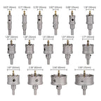 TCT Lochsägen Set 15 Stück/Satz 16–75mm, Hartmetall Bits mit Zentrierbohrer, für Hartmetall, Edelstahl, Baustahl, Aluminiumlegierung, Kupfer, Eisen, Kunststoff und Glasfaser