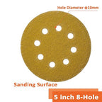 Orbital Sandpaper 5 Inch 8 Holes 60 Grit Sander Discs,Hook and Loop Wet/Dry Gold Replacement Sandpaper,Suitable for Wood,Plastic Grinding and Polishing,Pack of 50