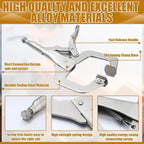 Yexiya 10 Pcs Locking C Clamp, Locking Pliers Adjustable Welding Clamp with Regular Tip and Swivel Pad for Shop Home Farm and Auto Workshop Woodworking, Cabinetry, Repair (6 Inch)
