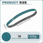 HARFINGTON 2 x 42 Inch Sanding Belts, 6 Pcs 36 Grit Zirconia Abrasive Belt Sander File Belt for Woodworking, Metal Polishing, Knife Sharpener