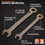HORUSDY 12-Piece SAE Ratcheting Wrench Set | 1/4” to 7/8“ | Ratchet Combination Wrenches Set with Organizer | 72-Teeth | Chrome Vanadium Steel