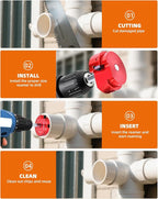 4 Pieces PVC Pipe Reamer Kit, PVC Fitsting Saver, Plastic Pipe Fitsting Reamer Socket Saver Plumbing Tool Includes 1-1/2'', 2'', 3'', 4'', for Schedule 40, Fits Standard 1/2" Drill