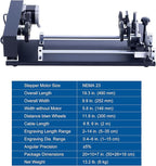 OMTech 4-Wheel Rotary Cutter and Engraver Attachment with Nema 23 2-Phase Stepper Motor for 50W 60W 80W 100W 130W CO2 Laser Engraving Machine Rotary Tool Accessory Kit for Wood and More