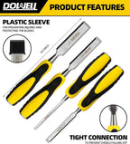 DOWELL Wood Chisel Tool Set 4pc Sturdy Chisel, 1/4 inch,1/2 inch,3/4 inch,1 inch with Carpenter Pencils HY080103