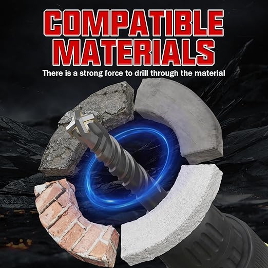 CSOOM SDS Plus Rotary Hammer Drill Bit 1/4"x8.27", Professional Concrete Drill Bit for Concrete, Brick, Stone and Cement Walls