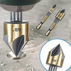 Countersink Drill Bit Set, 5pc, 1/4" Hex Shank, 82 Degree Countersink Holes for Screws to Sit Flush or Under The Surface of Metal Wood Plastic, Sizes 1/4, 3/8, 1/2, 5/8, 3/4 Inches with Storage Case