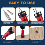 Metal Countersink Drill Bit Set 9-in-1 with Depth Stop, 4 Reversible Heads & Vertical Pilot Adjustable - Hex Shank for Hardened Steel/Woodworking, Hex Key & Chamfer Tool Includ