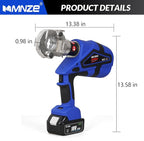 Electric Hydraulic Cable Lug Crimper Pliers Rechargeable Crimping Tool 6 Ton Electrical Terminal Cable Wire Fiber Crimper Kit with 11 Dies (MZ-MKZ-300)