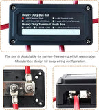300A Bus Bar Box Nickel Plated Brass Power Distribution Block with 4xM8 (5/16 inch) Terminal Studs Negative Ground Battery Junction Block Buss Bar with Cover DC12 24 48V for Trailer Marine