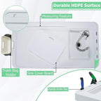 Dragosum Outdoor Sink Fish Cleaning Table Portable Camping Table with Faucet Hose Hook Up Grid Rack, Fish Fillet Camping Sink Table, Fish Cleaning Kit for Picnic Beach Patio