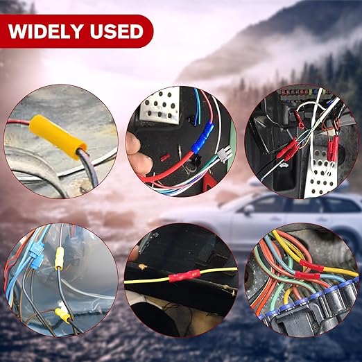 Nilight 200PCS Electrical Butt Connectors AWG 22-10 Insulated Wire Crimp Connector Splice Blue Red Yellow for Automotive Marine Wiring
