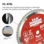 Woodworking Circular Saw Blades 2-Pack 12", Arbor 1", Framing/General Wood, Special Anti-Heat Adhesion Coating on Cutting Edges, High Finish, Long Life, 12" 80 Teeth & 100 Teeth -TA
