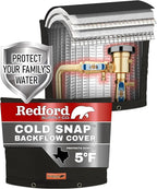 Redford Supply Co. Cold Snap (5°F) Backflow Preventer Insulation Cover, 30"W x 24"H, Pipe Insulation, Water Sprinkler Covers for Outside, Sprinkler Backflow Cover for Winter, Well Pump Bag (Black)