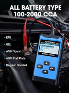 AUTOPHIX BAS100 Car Battery Tester 12V 24V, Accurate Automotive Load Meter Alternator Analyzer 100-2000 CCA Load Tester, Charging & Cold Cranking Test for Cars Truck Motorcycle Boat and More