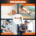 Holothurian Caulking Gun, No-Drip Hand Caulk gun, Silicone Gun with Comfort Grip, 1/10 Gallon Cartridge, 12:1 Thrust Ratio, and Two Nozzles and Scraper