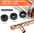 HZLZRZ ProPress Tool Copper Tube Fittings Hydraulic Copper Pipe Crimping Tool with 1/2,3/4 and 1 inch Jaws and Stainless Steel Pipe Cutter and Deburring Tool,Suit for Narrow Space and Tee Fittings
