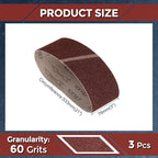 3 Pcs Sanding Belts 3 x 21 Inch 60 Grit Aluminum Oxide Abrasive Sandpaper for Belt Sander Metal Grinding Wood Working Weld Rust Removal