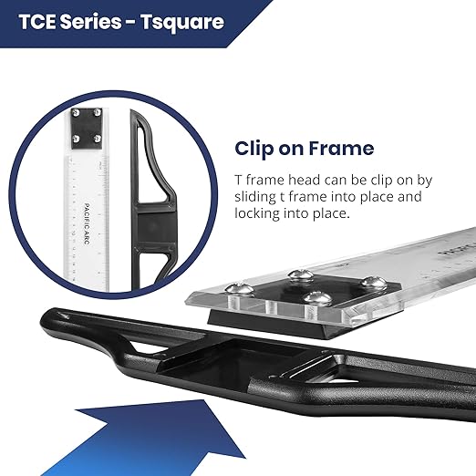 Pacific Arc 42 Inch T Square, Traditional Acrylic Graduated in Inch and Metric, Detachable Head