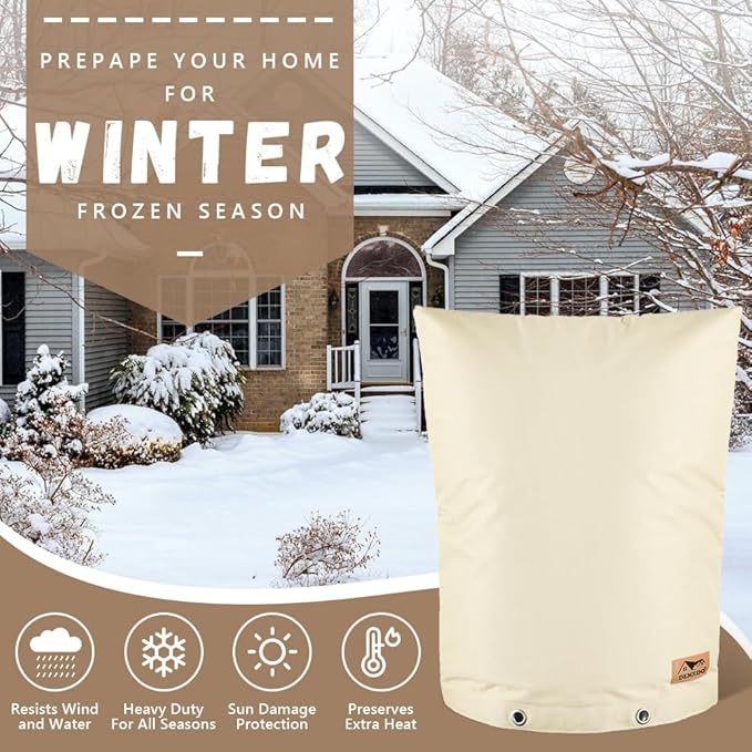 Backflow Preventer Insulation Cover - Water Pipe Insulation Sprinkler Cover for Outside - Insulated Backflow Cover Pouch for Irrigation Back Flow Valve in Winter or Sun Exposure (14" W x 26" H, Sand)