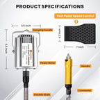 1200W Flex Shaft Grinder, 30000RPM Variable Speed Flex Shaft Rotary Tool Kit, 0-1/4" Universal Chuck Hanging Multi-function tool with 46PCS Accessories for Polishing, Carving, Silver, Wood, Creating