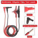2PCS Heavy Duty Alligator Clips Test Leads, 18AWG Multimeter Alligator Clips Test Leads to Right Angle 4mm Banana Plug for Multimeter & Voltmeter, 3Ft 600V/1000V, Double Insulated ﻿ ﻿