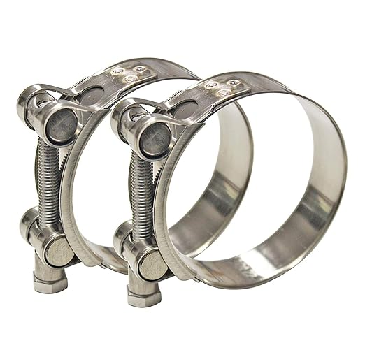 AKIHISA 122-130mm ID Range T-Bolt Hose Clamp,2 Pack 304 Stainless Steel Adjustable Heavy Duty Pipe Clamp 4.8 to 5.12 Inch