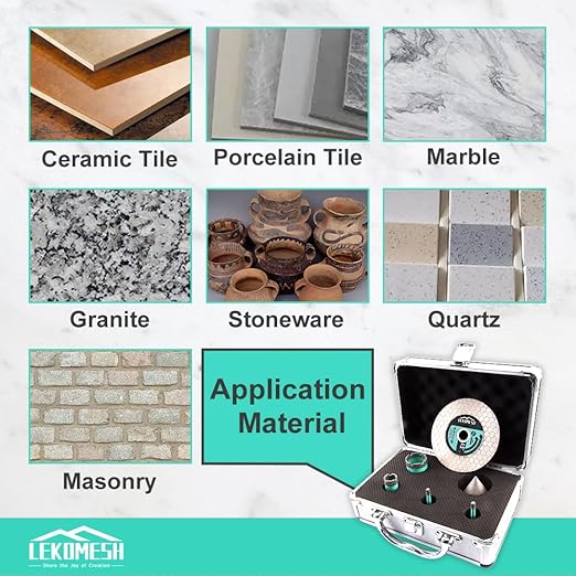 Tile Hole Saw Kit for Porcelain Tile - (6/6/20/35+50mm Chamfer Bit+Adapter+Tile Blade) Tile Hole Saw Kit Diamond Precision Cutting for Porcelain Ceramic Marble Granite,5/8"-11 Thread