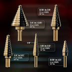 ZELCAN Step Drill Bits, HSS 5PCS Titanium Step Drill Bit Set, 50 Sizes in 5 High Speed Steel Unibit Drill Bits Set for Sheet Metal with Aluminum Case, Multiple Hole Stepped Up Bits for DIY Lovers