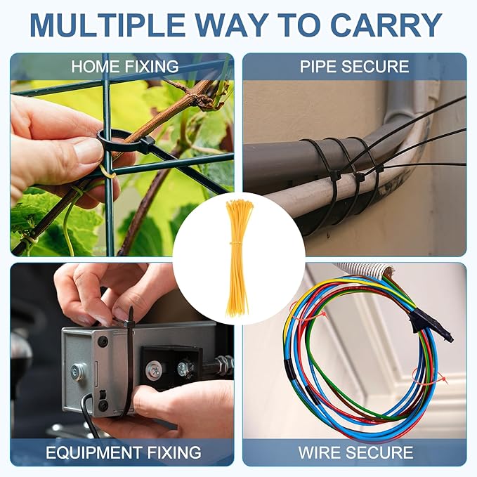 PATIKIL Cable Zip Ties 14 Inch, 100 Pcs Self-Locking Nylon Wire Tie Wraps Heavy Duty Cord Management with 50 lbs Tensile Strength for Indoor and Outdoor, Yellow (0.2" W)