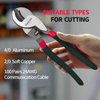 10 Inch Large Cable Cutter Heavy Duty High Leverage Big Wire Cutting Plier Tool for 4/0 Aluminum 2/0 Soft Copper and 100PR 24AWG Comm Cable, Black