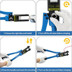 16T Hydraulic Battery Cable Crimper 8 AWG to 600 MCM Hydraulic Crimping Tool Cable Lug Crimper Electrical Terminal Wire Crimper with 13 Pairs of Dies Kit, Blue