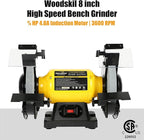 4.8A 3/4HP 8-Inch Bench Grinder, 3600rpm Table Grinder with Two Protective Eye Masks and Two Grinding Wheels Multipurpose Grinders for Metal, Knife, Dental, Amber, Jewelry, Jade