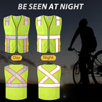 Class 2 Safety Vest with Zipper Front and multiple Pockets, High Visibility Vest, Meets ANSI/ISEA Standards