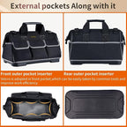 22-inch Wide Mouth Tool Bag with Water Proof Molded Base, Waterproof Tool Organizer Bag for Men with Adjustable Shoulder Strap (22INCH)