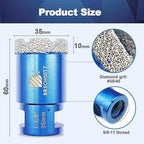 1-3/8 Inch Diamond Core Drill Bit for Porcelain Tile Ceramic Marble Granite Drilling,BRSCHNITT 1pc Vacuum Brazed Diamond Hole Saw with 5/8-11 Thread (35mm)