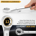 Metric Wrench Set, Large Wrench Set Metric and Standard, 7PC 23mm, 24mm, 26mm, 27mm, 30mm, 32mm Long Big Open End Wrench Tool Set Roll Up Pouch Organizer with Gauge, Combination Wrenches Sets