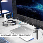 VIVO Steel Triple Clamp 47 x 31 inch Desk Pegboard System with 2 Monitor Mounts and Storage Shelf, Fits up to 32 inch Screens, Office Accessory Organizer, Black, PP-DK48SB