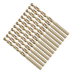 Drill Bit, 1/16" Cutting Diameter (1.588mm), 4241 HSS Black and Gold 118° Cutting Angle Versatile Jobber Bits - (Applications: for Drilling Plastic Wood Soft Thin Metal), 12-Pieces