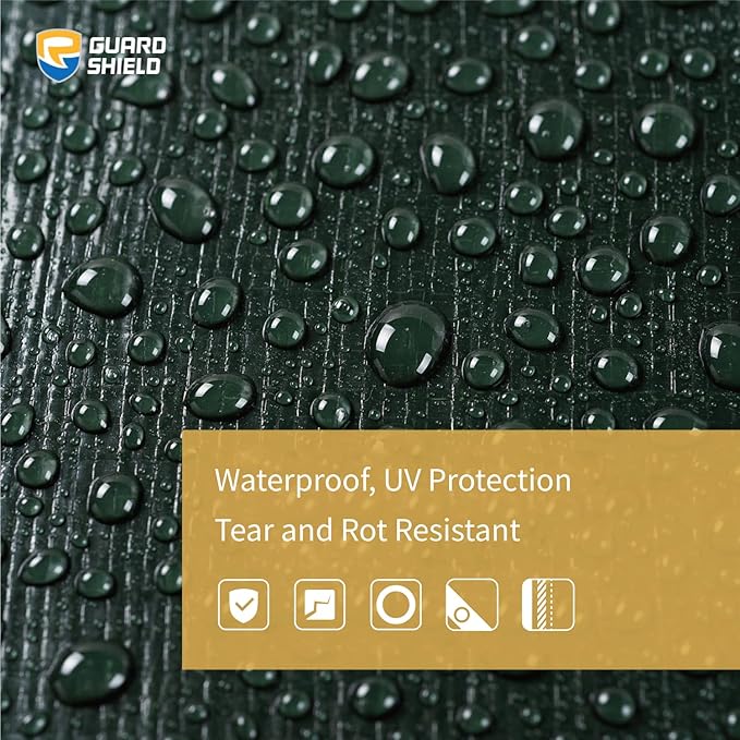 GUARD SHIELD Super Heavy Duty Green/Silver Poly Tarp Cover 10x12 Feet Waterproof 16mil Thick UV and Tear Resistant Tarpaulin with Grommets and Reinforced Edges