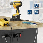 Adjustable Heavy Duty Wood Top Tool Bench Work Bench, 48'' Workbench with Power Outlet, 2000 Lbs Load Capacity Rolling Work Table with Wheels for Home Office Workshop Garage