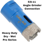 Drilax Pro Series 1 Inch Diamond Hole Saw Drill Bit for Angle Grinders | 5/8"-11 Thread | Fast Dry Cutting in Concrete, Masonry, Granite, Quartz, Porcelain, Tile | 1-3/8" Depth