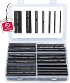 Wirefy Heat Shrink Tubing Kit 180 PCS - 3:1 Ratio Adhesive Lined, Wire Shrink Wrap Tubing - Industrial Heat-Shrink Tubing - Black - Shrink Wrap Tubing | Trusted UL Certification