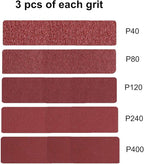3 x 21-Inch Aluminum Oxide Sanding Belts, 40/80/120/240/400 Assorted Grits Abrasive Belts for Belt Sander, 15-Pack