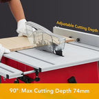 GAOMON Table Saw 10 Inch, 15 Amp 5000RPM Powerful Tablesaw With Stand & Protective Cover, 36 X 25 Inch Tabletop Saw 90° Cross Cut & 0-45° Bevel Cut, Adjustable Depth, for Woodwork