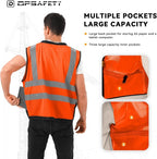 Reflective Safety vest With back plan pocket,High visibility Class 2 Heavy Duty Surveyor Vest with Zipper,Hi Vis Vest ANSI/ISEA Standard, Construction Work Vest for Men＆Women(Orange,5XL)
